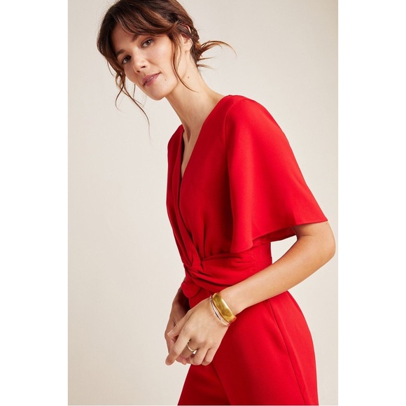 NWT Anthropologie Harlyn Turner Twist Culotte Jumpsuit Red Size Small S - Picture 15 of 15